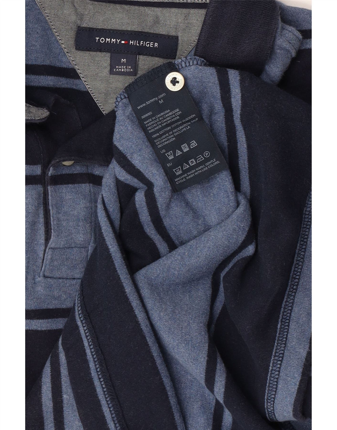 Tommy Hilfiger herre poloshirt Medium marineblå stribet bomuld