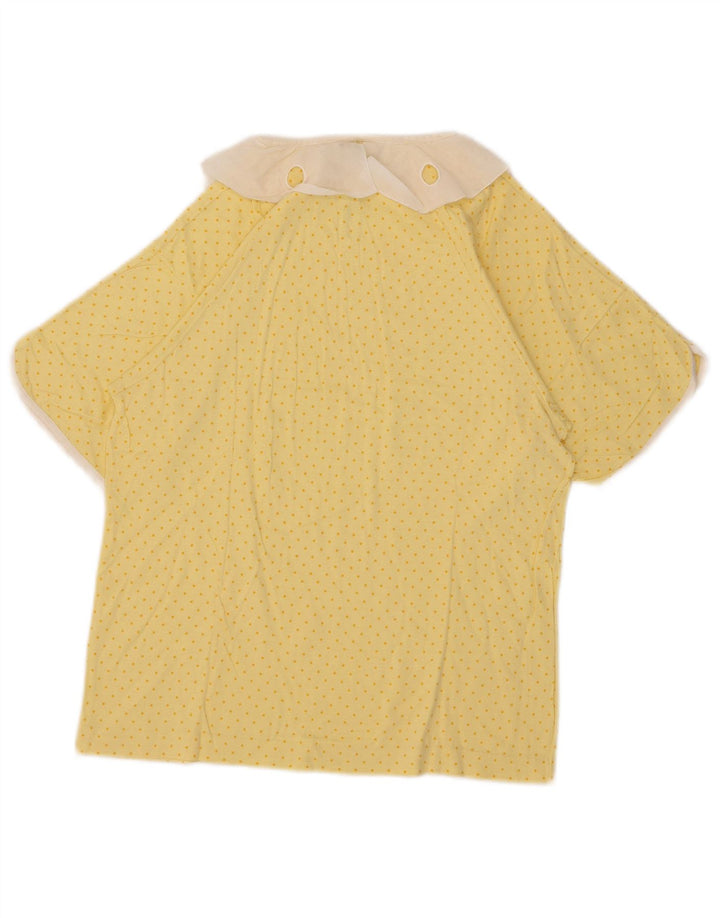 Vintage damebluse top US 4 lille gul plettet bomuld