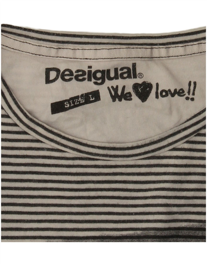 Desigual Herre Grafisk Top Langærmet Stor Grå Nålestribe