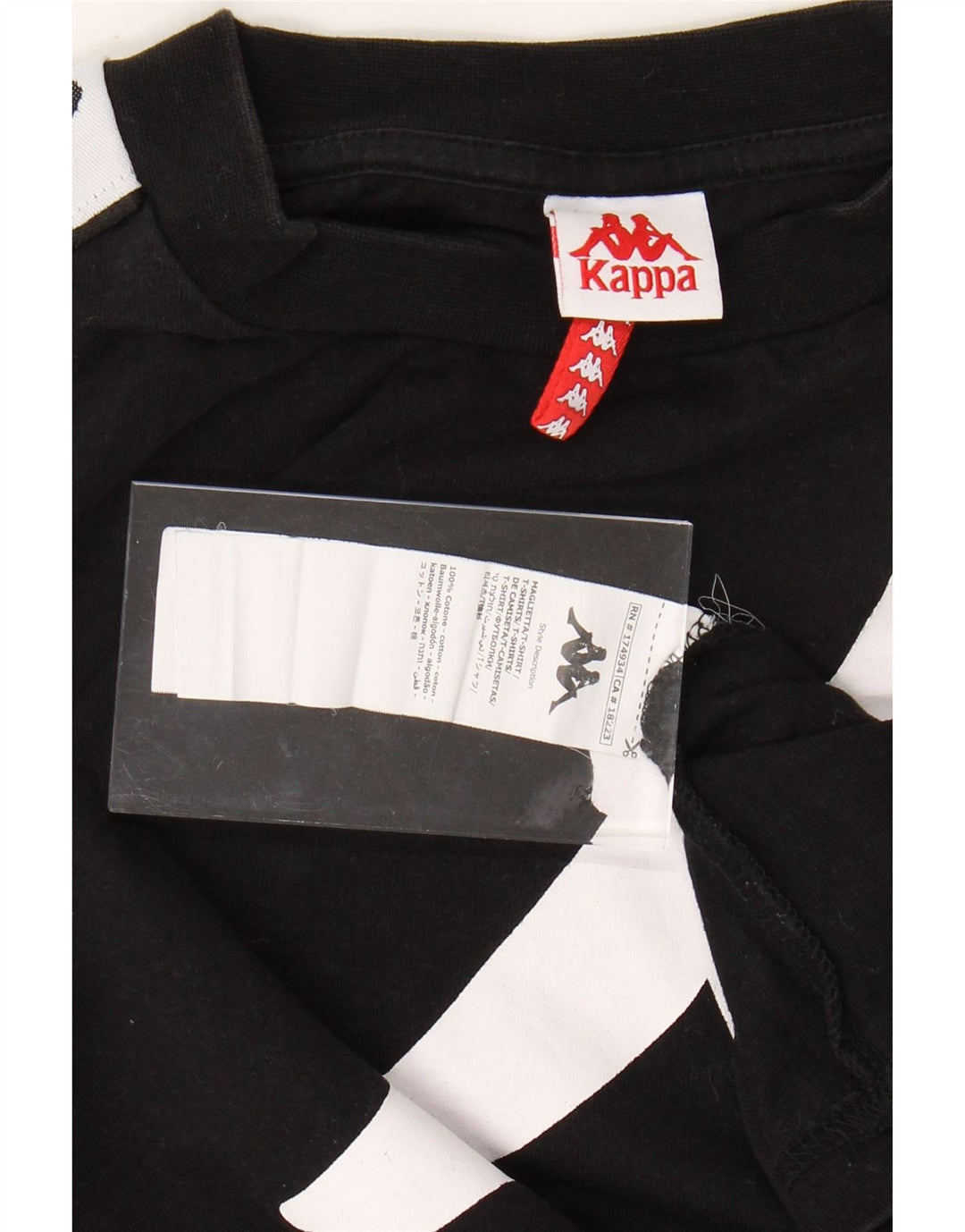 KAPPA Herre grafisk T-shirt Top Medium Sort Colourblock Bomuld