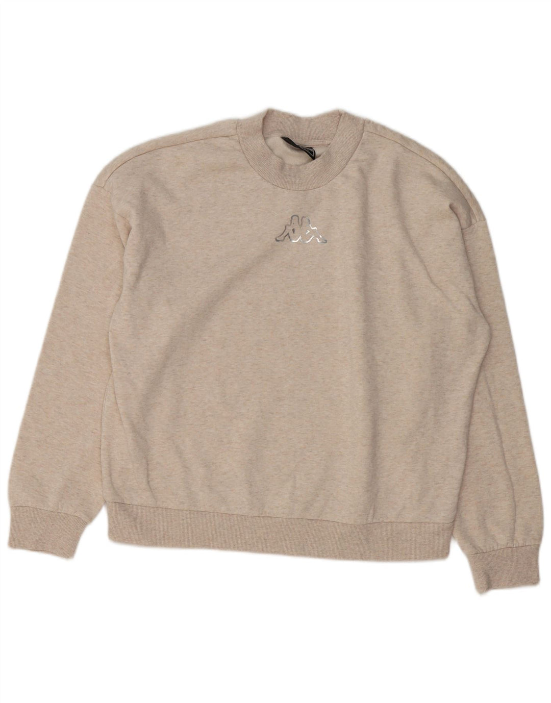 KAPPA Dame Oversized Sweatshirt Jumper UK 16 Stor Beige Bomuld