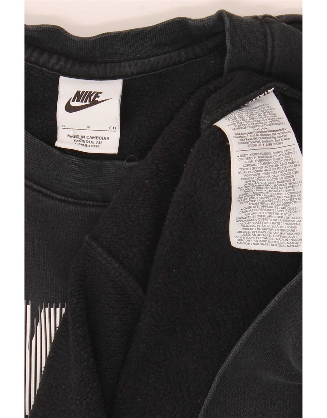 Nike grafisk sweatshirt til mænd, lille sort farveblok bomuld