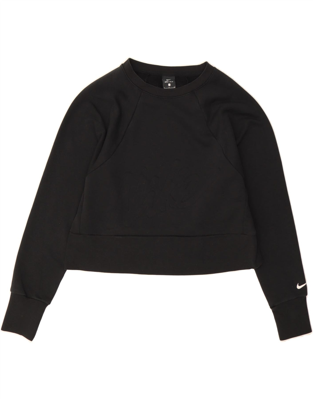 NIKE Womens Oversized Graphic Crop Sweatshirt Jumper UK 10 Small Black Vintage Nike and Second-Hand Nike from Messina Hembry 