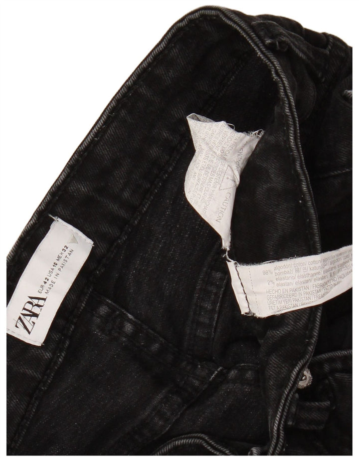 Zara Dame Straight Jeans EU 42 Large W32 L25 Sort Bomuld