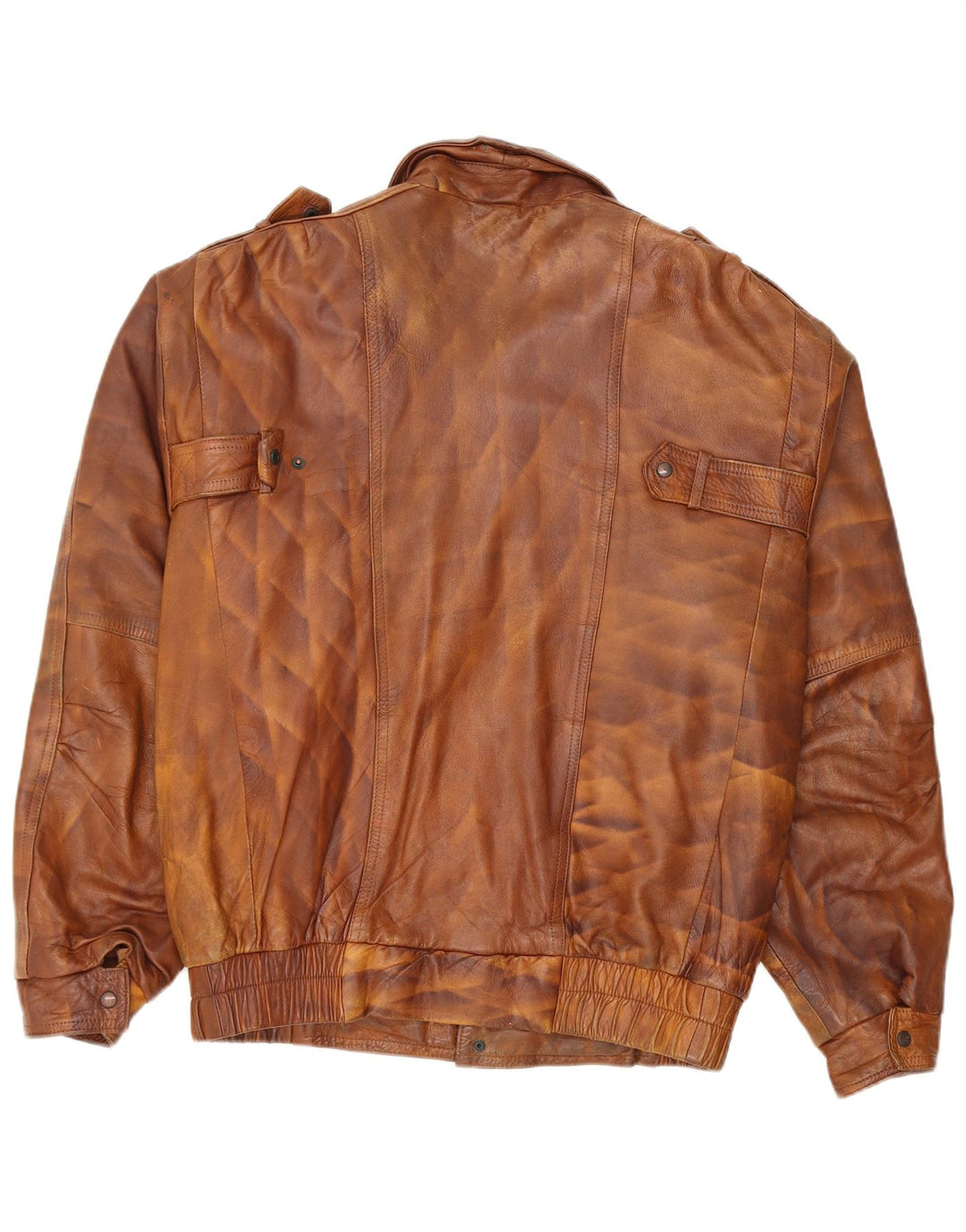Vintage Herre Military Læderjakke UK 44 2XL Brun Læder
