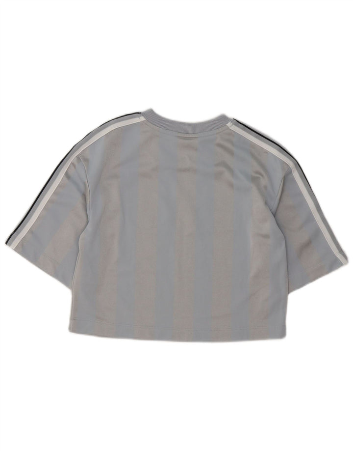 Nike Womens Crop T-Shirt Top UK 10 Lille grå stribet polyester