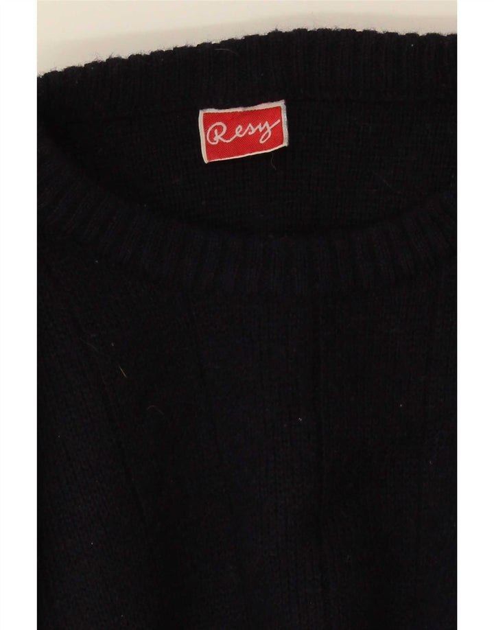 Vintage sweater med rund hals til mænd mellem marineblå