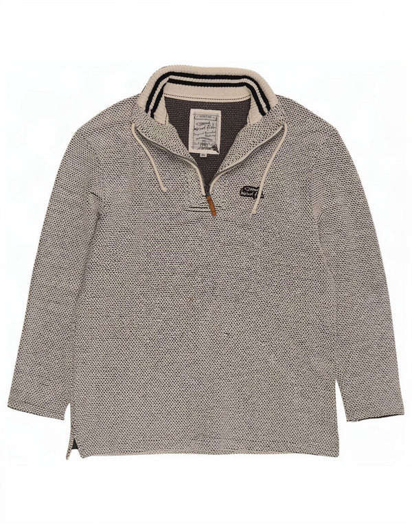 Weird Fish Herre Zip Neck Sweatshirt Jumper XL Grå Bomuld