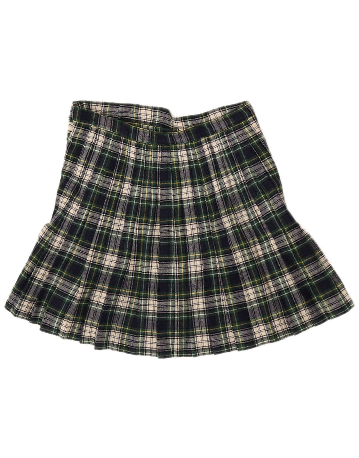 Vintage Kvinders Mini Wrap Nederdel W28 Medium Grøn Plaid