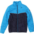 PUMA Boys Padded Jacket 11-12 Years Blue Colourblock Polyester Vintage Puma and Second-Hand Puma from Messina Hembry 
