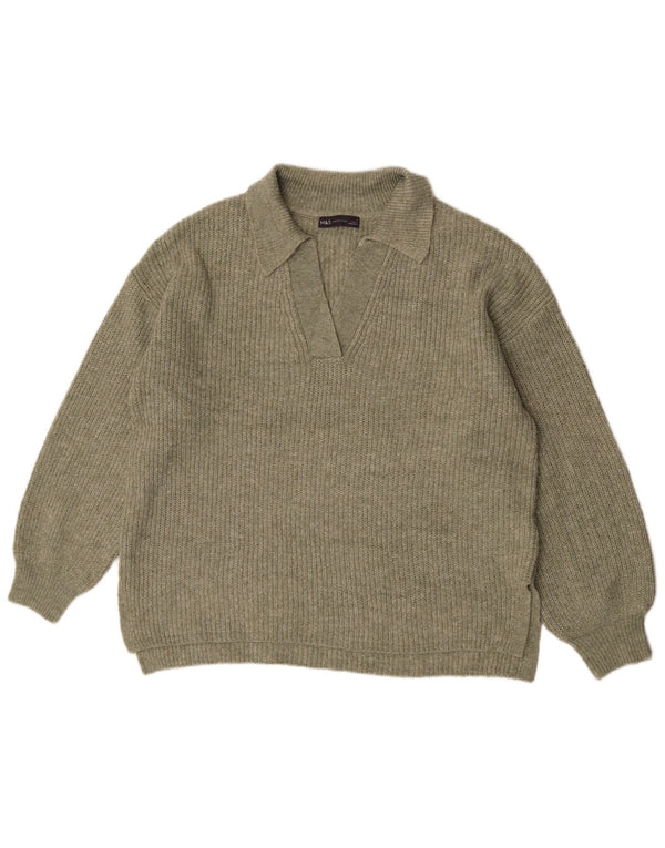 Marks & Spencer Dame Oversized Polo Neck Jumper Sweater UK 16 Large Khaki