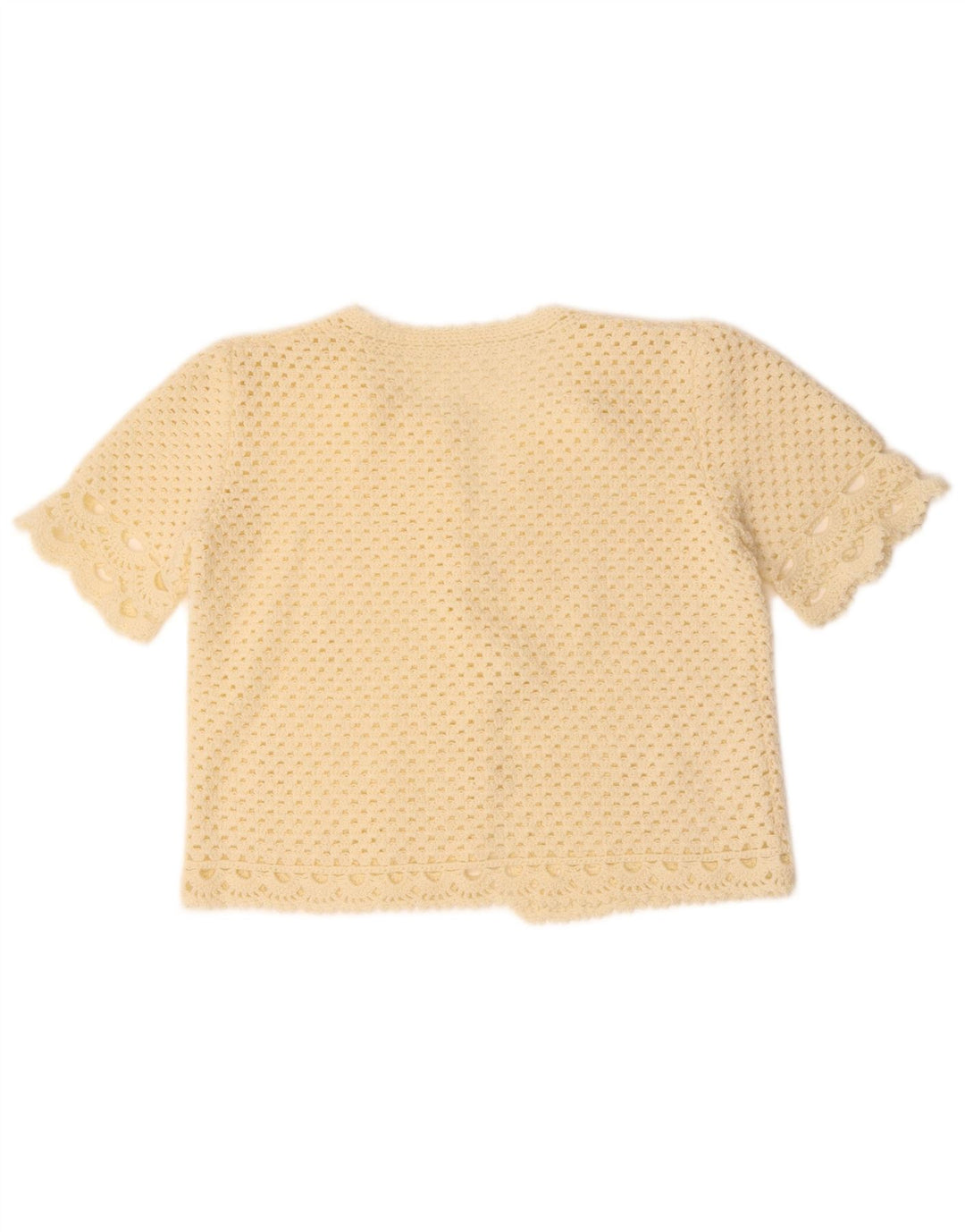 VINTAGE Womens Crop Kortærmet Cardigan Sweater UK 14 Medium Off White