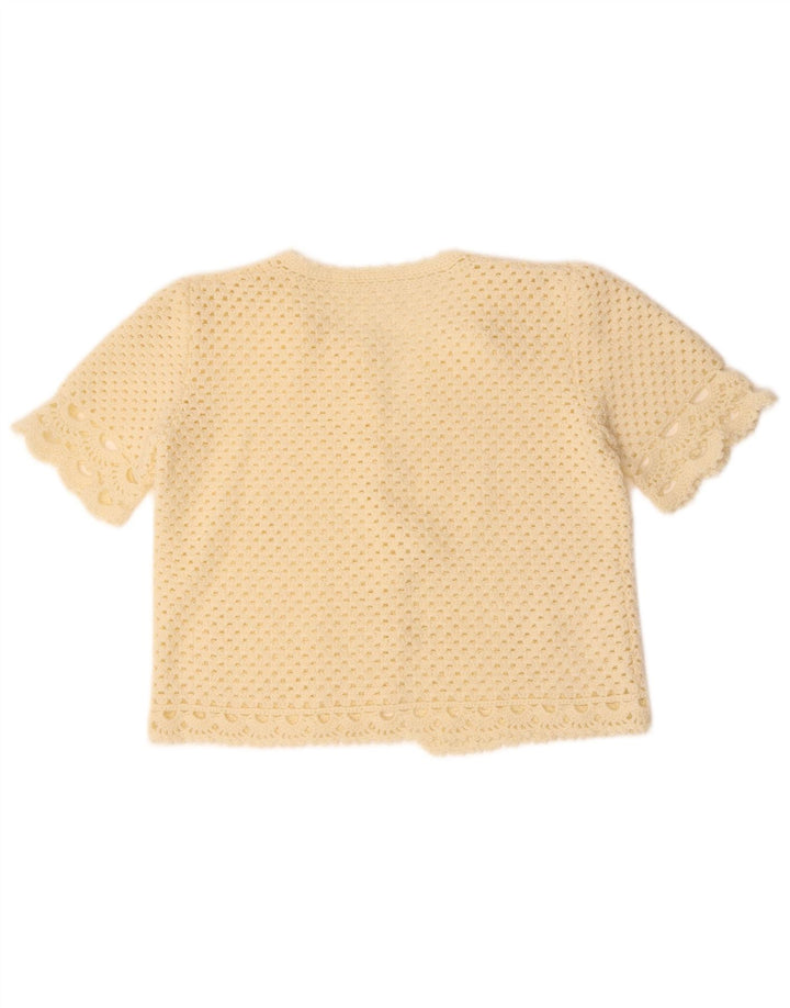 VINTAGE Womens Crop Kortærmet Cardigan Sweater UK 14 Medium Off White