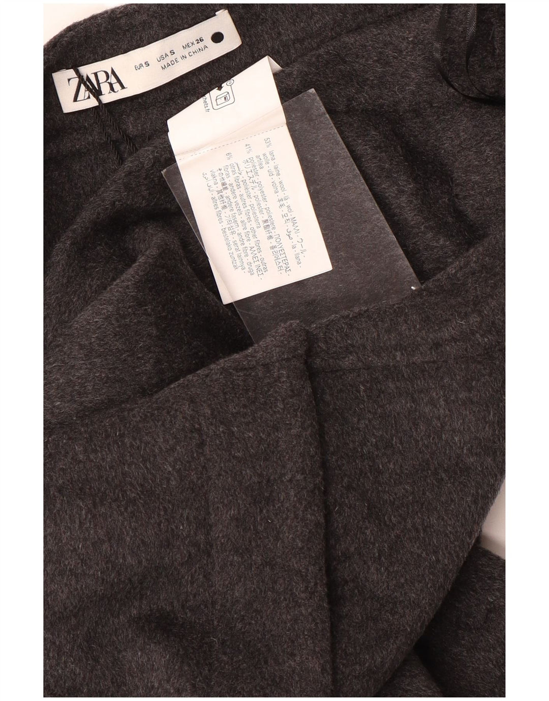 Zara Dame Maxi A-Line nederdel Small W28 Grå Uld