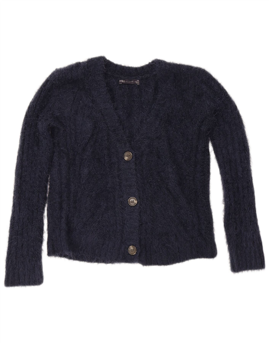 Marks & Spencer Dame Cardigan Sweater UK 14 Medium Navy Blue Polyester