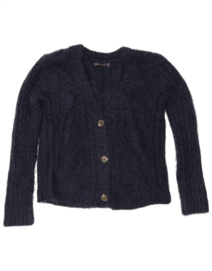 Marks & Spencer Dame Cardigan Sweater UK 14 Medium Navy Blue Polyester