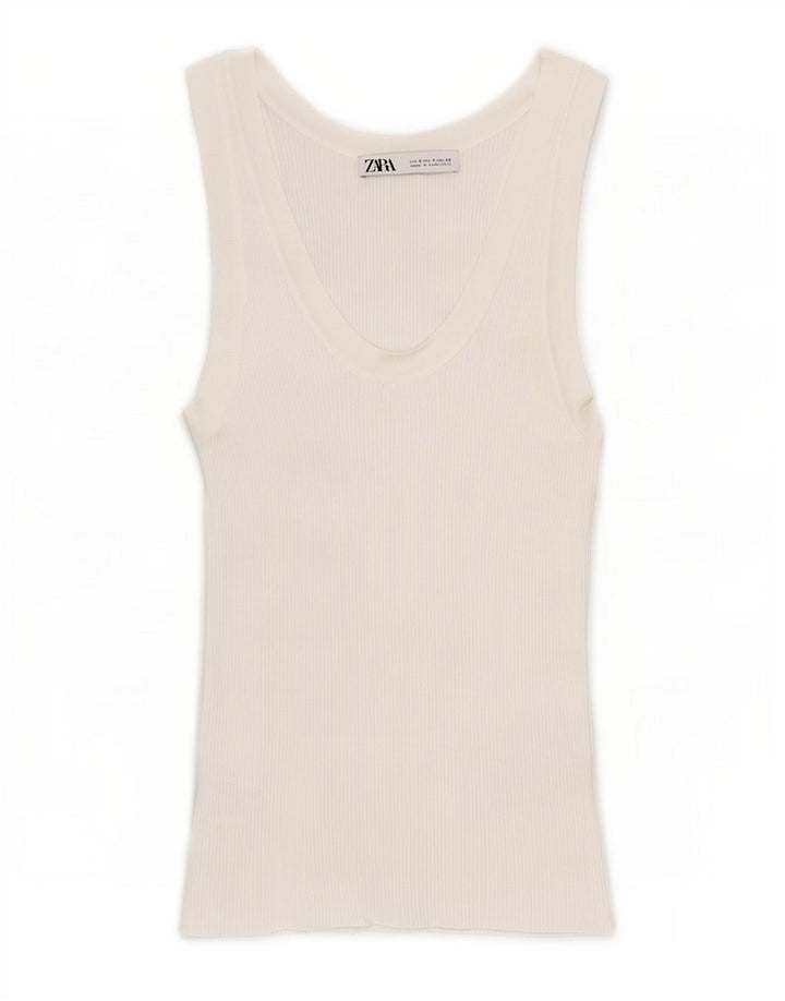 Zara Damevest Top UK 8 Small White Viscose