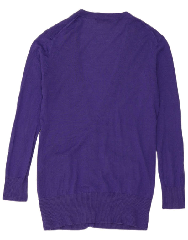 French Connection Dame Longline Cardigan Sweater UK 12 Medium Purple