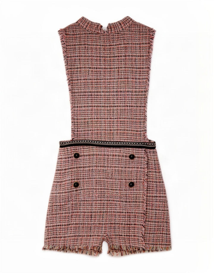 Zara Dame Ærmeløs Playsuit UK 12 Medium Flerfarvet ternet bomuld