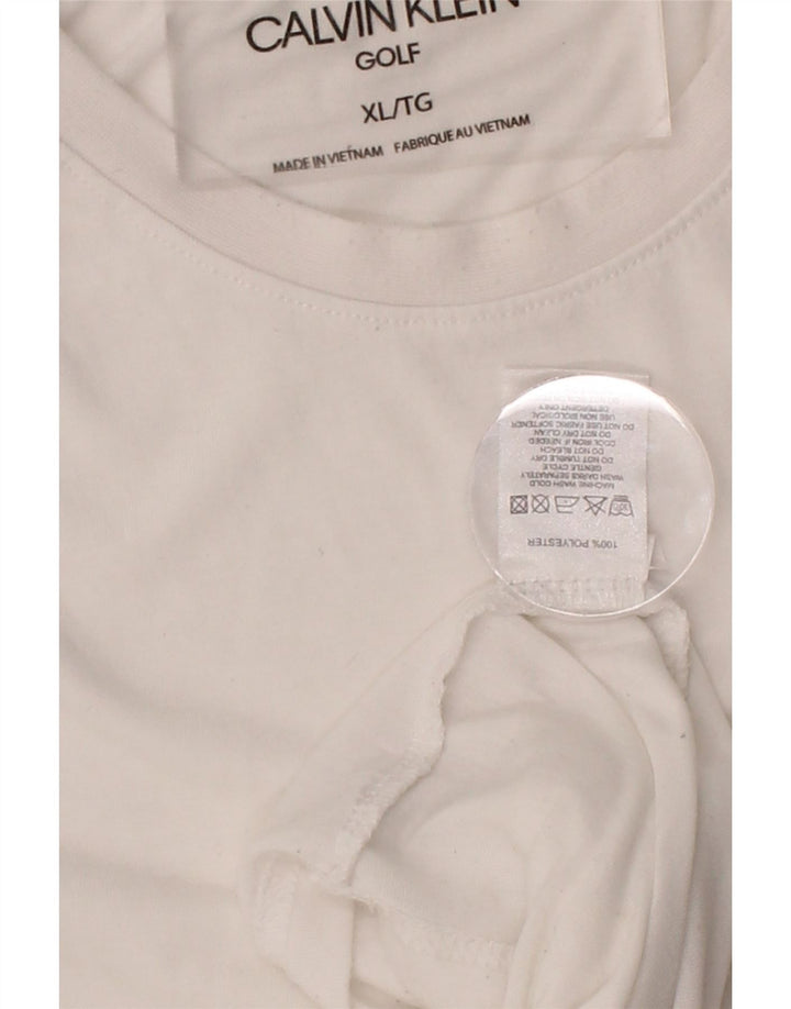 CALVIN KLEIN Mens Golf Top Long Sleeve XL White Polyester Vintage Calvin Klein and Second-Hand Calvin Klein from Messina Hembry 