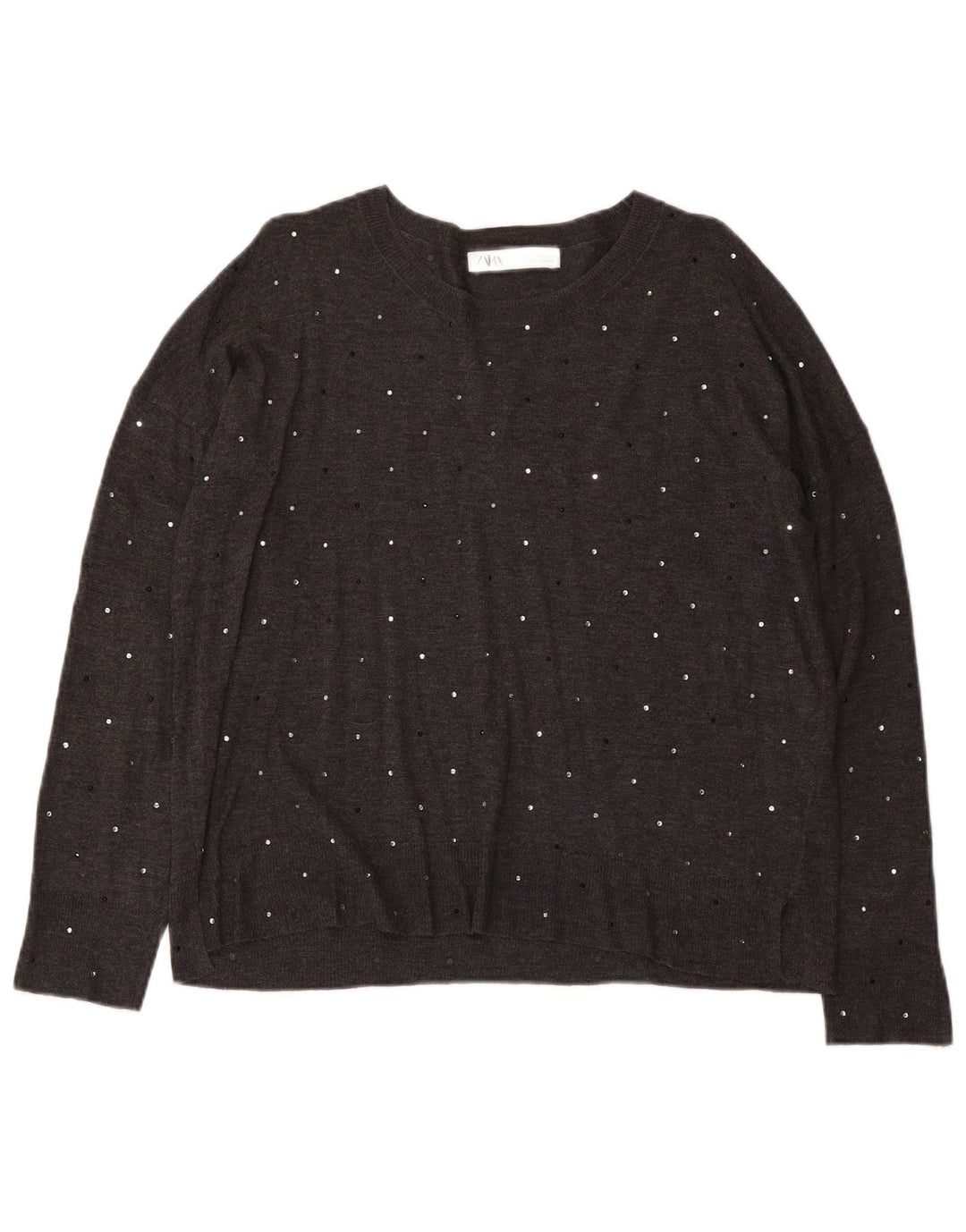 Zara Dame Boat Neck Jumper Sweater UK 14 Medium Grey