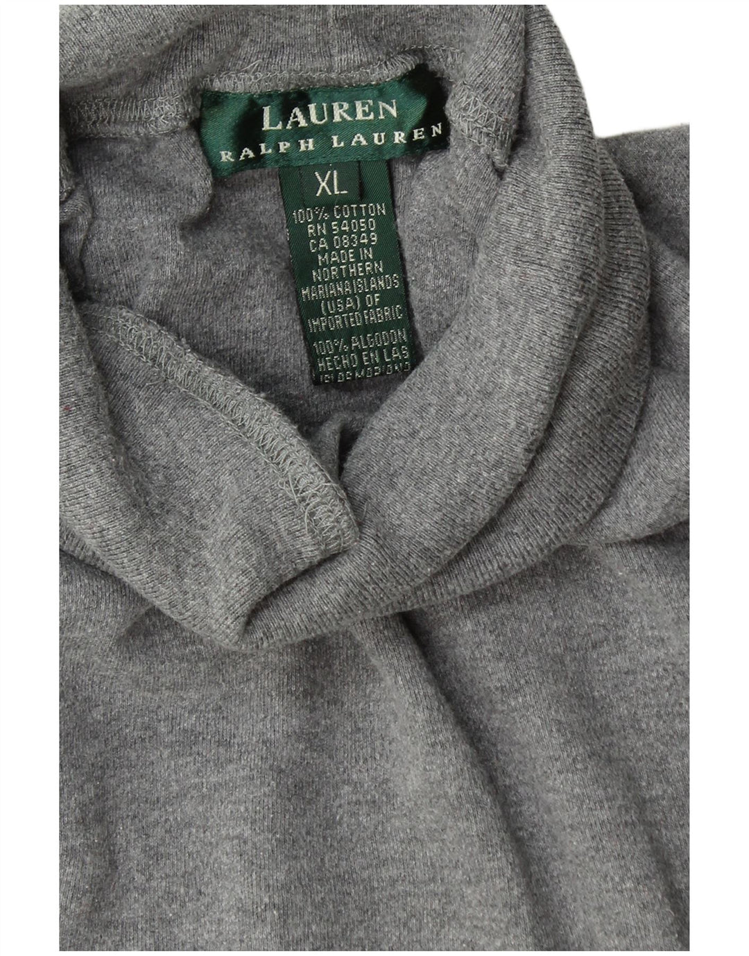 RALPH LAUREN Dame Rullehals sweater UK 18 XL Grå Bomuld