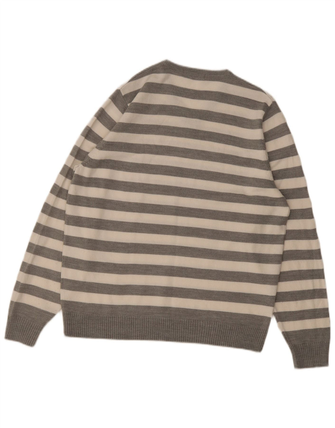 Marks & Spencer Herre Autograph V-hals trøjetrøje Medium Grå Stribet