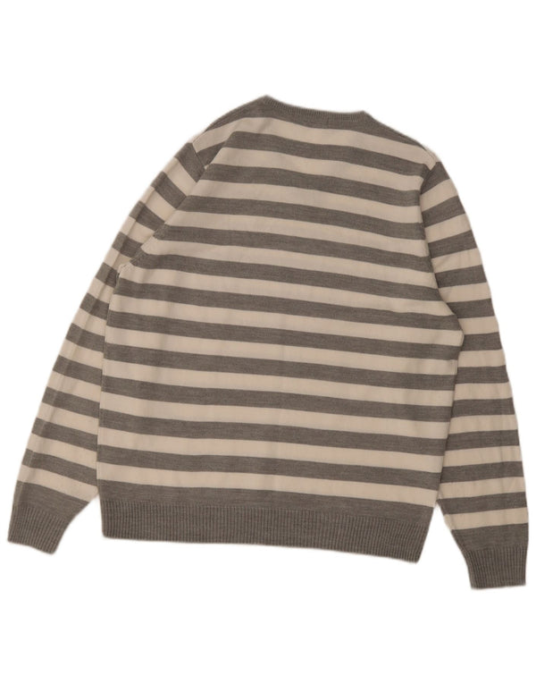 Marks & Spencer Herre Autograph V-hals trøjetrøje Medium Grå Stribet