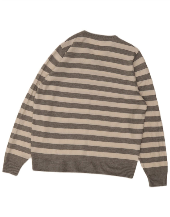 Marks & Spencer Herre Autograph V-hals trøjetrøje Medium Grå Stribet