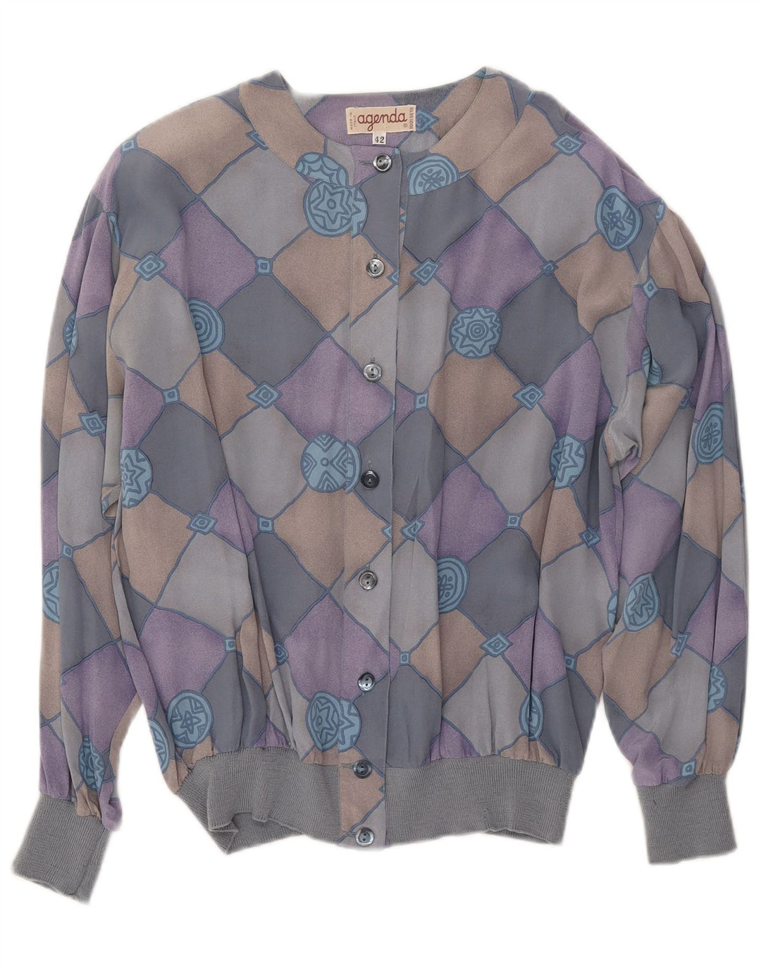 AGENDA Dame Skjorte Bluse IT 42 Medium Blue Check Silke