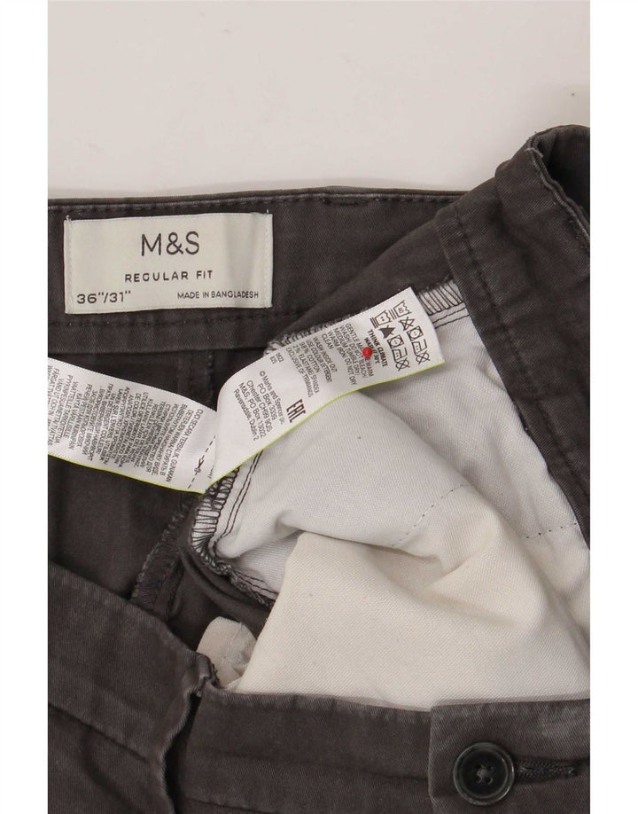 Marks & Spencer Herre Lige Regular Fit Chinobukser W36 L31 Grå
