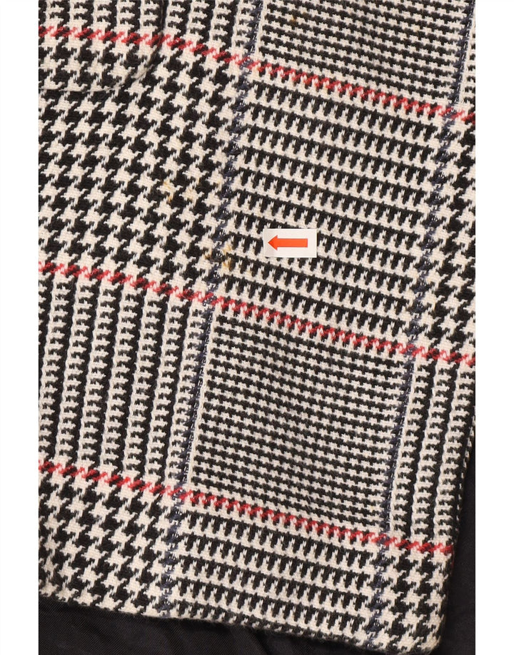 Zara Womens Open Overcoat UK 10 Small Navy Blue Houndstooth Bomuld