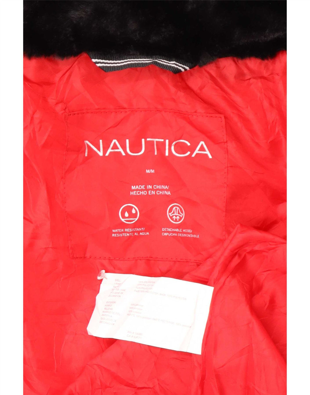 Nautica Polstret hættejakke til kvinder UK 14 Medium Rød Polyester