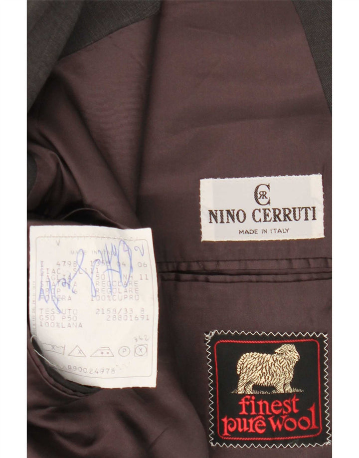 Nino Cerruti Herre Double Breasted Blazer Jacket IT 50 Stor Grå Uld