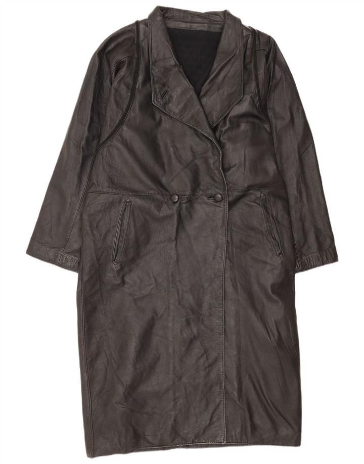 Vintage læderfrakke til kvinder UK 18 XL Sort