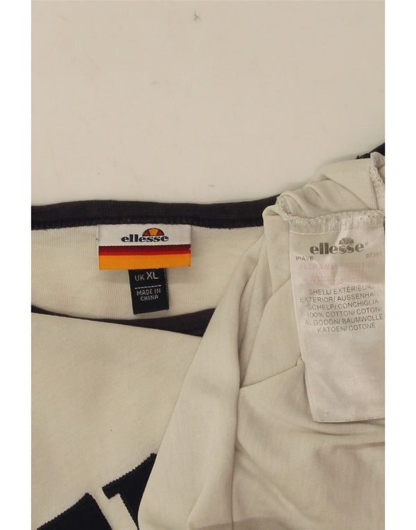 Ellesse Dame Grafisk T-Shirt Top UK 18 XL Hvid Colourblock Bomuld