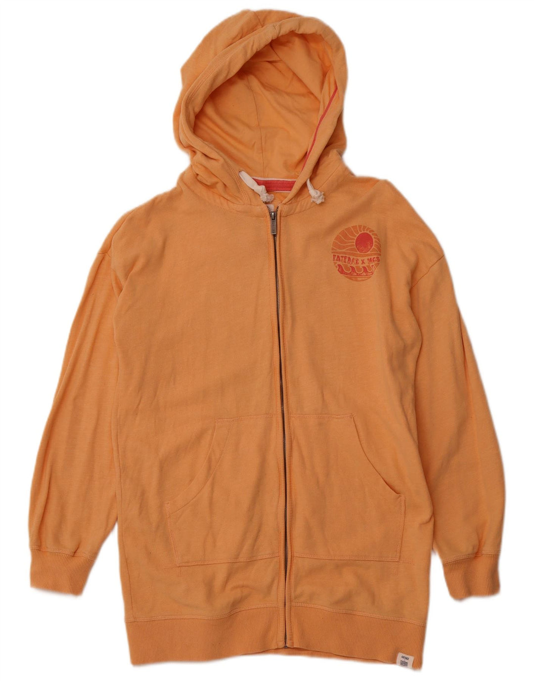 FAT FACE Womens Graphic Oversized Zip Hoodie Sweater UK 10 Small Orange