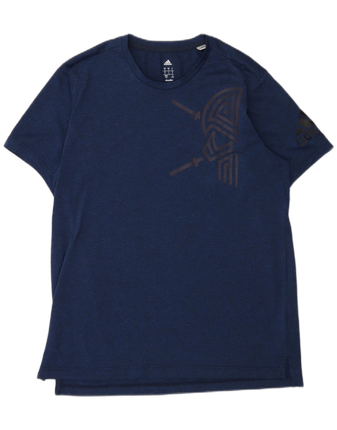 ADIDAS Mens Climalite Graphic T-Shirt Top Large Navy Blue Polyester Vintage Adidas and Second-Hand Adidas from Messina Hembry 