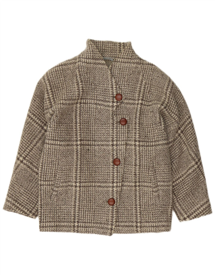 Vintage oversize overfrakke til kvinder UK 16 Stor grå ternet