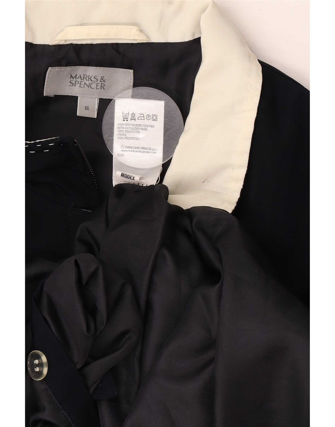 Marks & Spencer Womens Bomber Jacket UK 16 Large Navy Blue Polyester