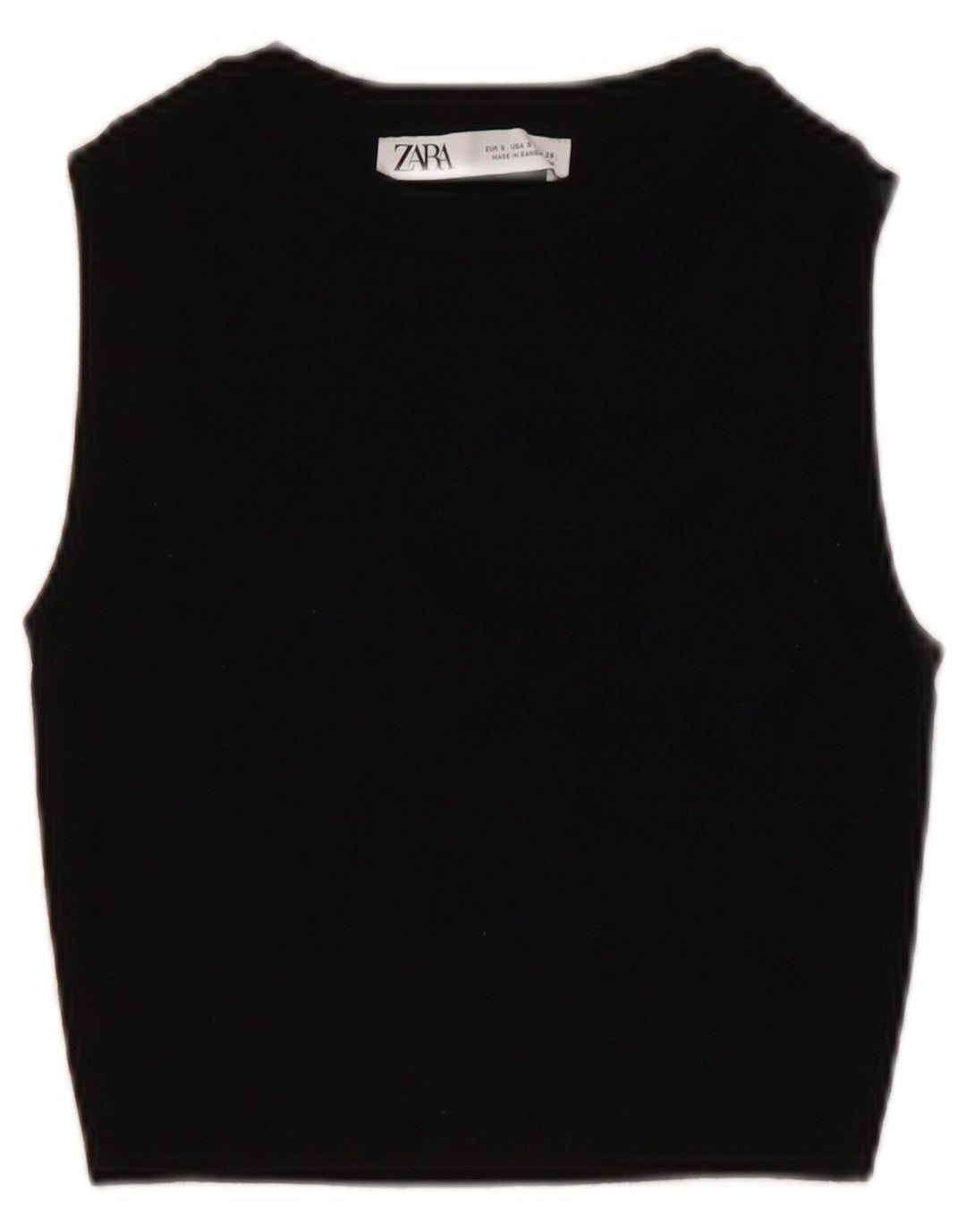 ZARA Womens Crop Vest Tank Top UK 8 Small Black Viscose