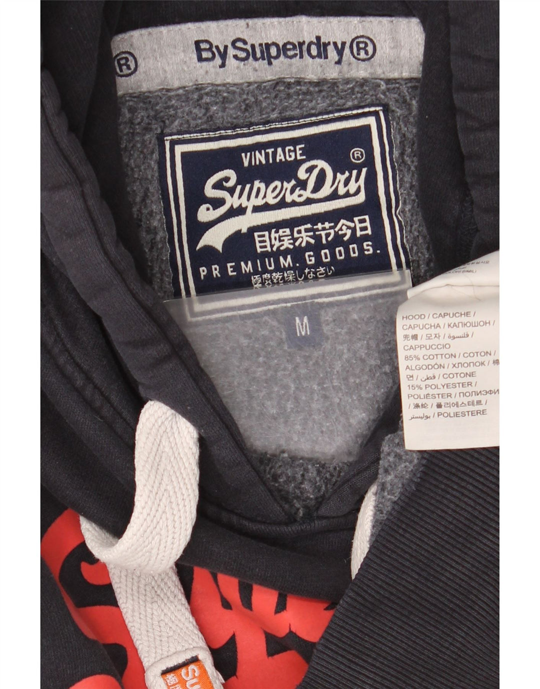 Superdry Grafisk hættetrøje til mænd mellem sort bomuld