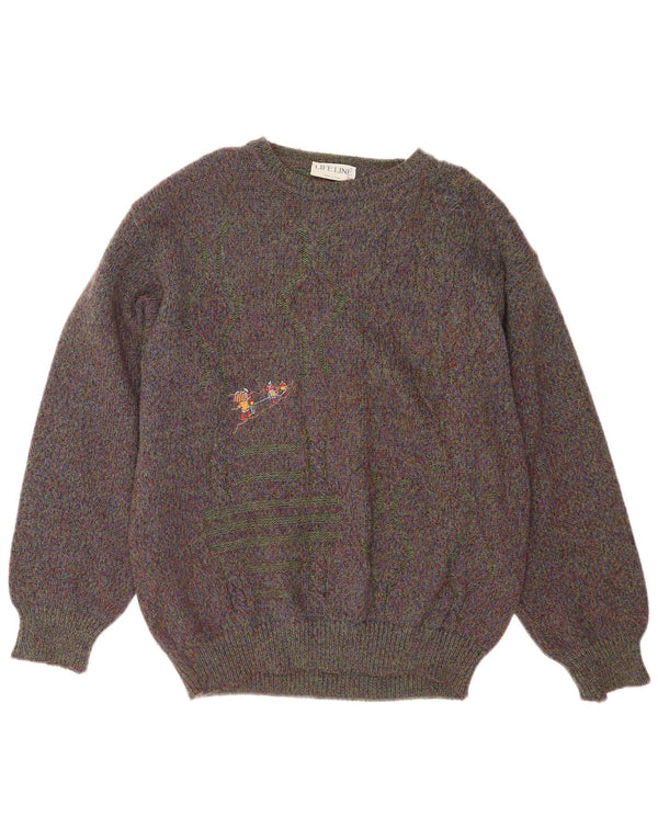 Life Line Herre Boat Neck Jumper Sweater IT 52 Large Brown Flecked