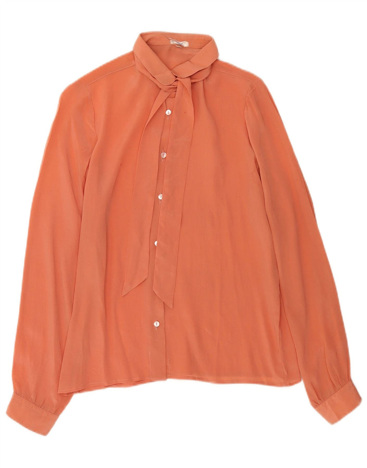 Vintage Dame Front Tie Shirt Bluse IT 44 Medium Orange