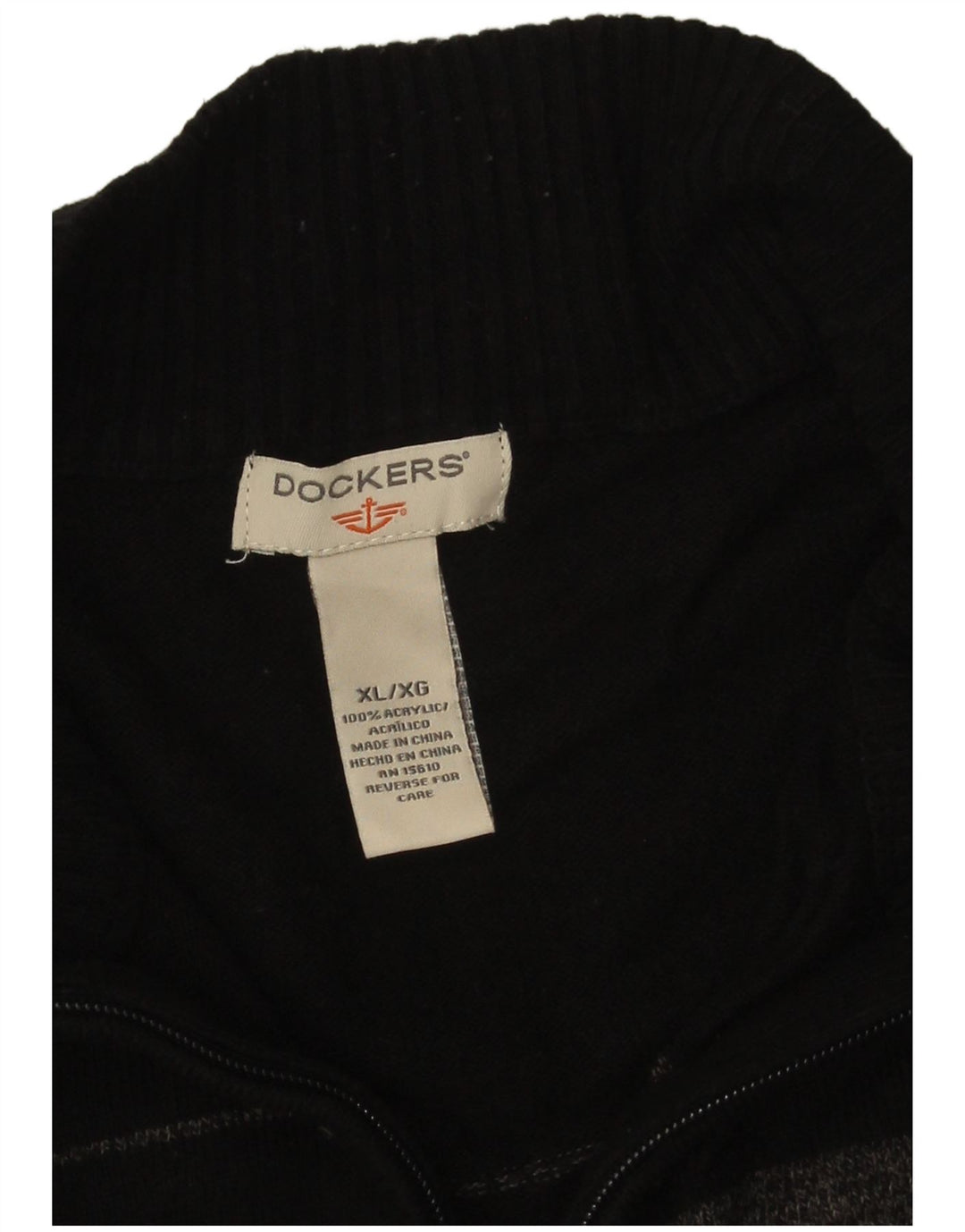 Dockers Herre Zip Neck Sweater XL Grå Colourblock Akryl