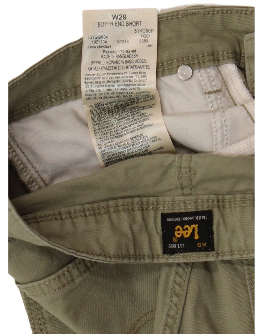 LEE Womens Boyfriend Casual Shorts W29 Medium Khaki Cotton Vintage Lee and Second-Hand Lee from Messina Hembry 