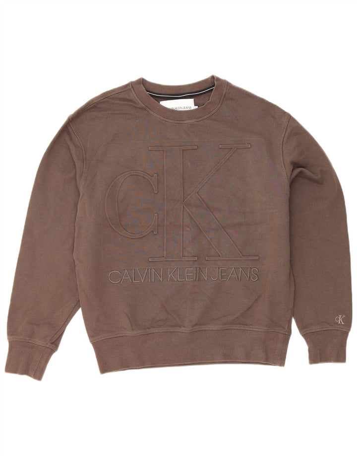 Calvin Klein Jeans Herre Grafisk Sweatshirt Jumper Lille Grå Bomuld