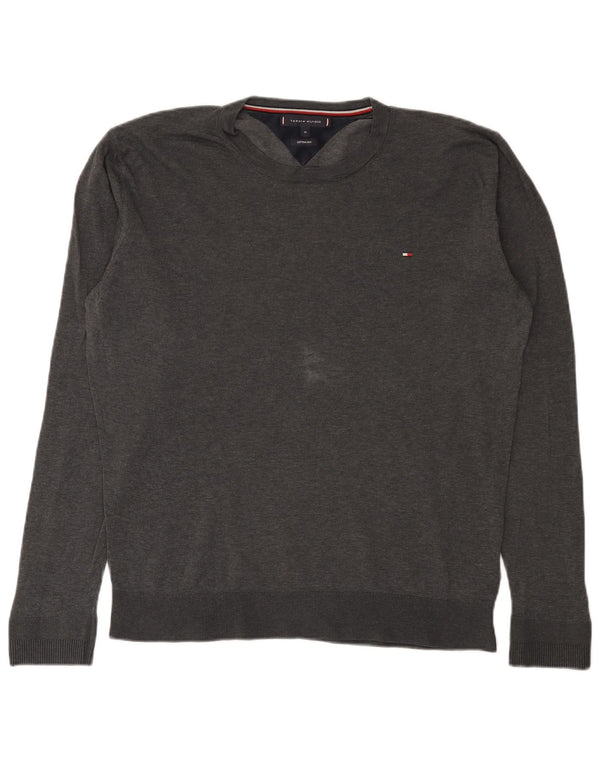 Tommy Hilfiger Herre Jumper Sweater med rund hals XL Grå Bomuld
