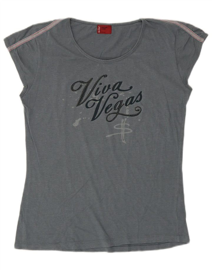 Levi's Dame Grafisk T-Shirt Top UK 14 Stor Grå Bomuld