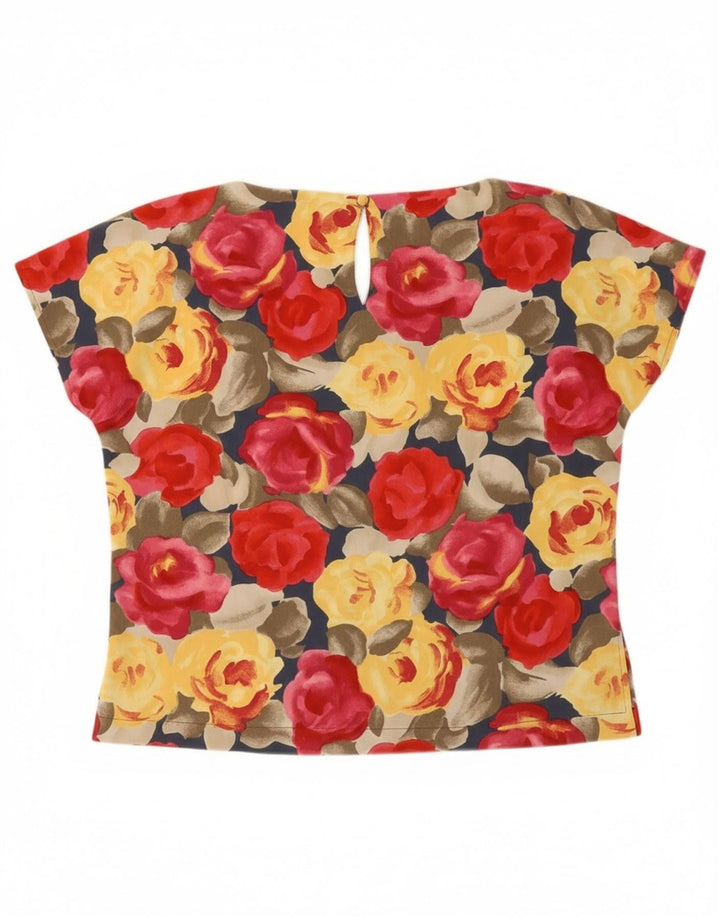 Vintage damebluse top IT 46 stor flerfarvet blomsterpolyester